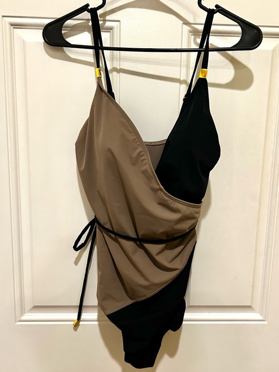 Givenchy Other - Givenchy Two-Tone Wrap One-Piece Swimsuit - Black & Taupe